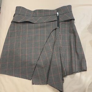 Zara Asymmetrical Plaid Checked Mini Skirt